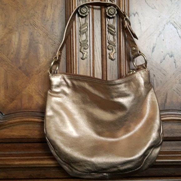 Warm Gold Coach Metallic Hobo Bag - Picture 3 of 7